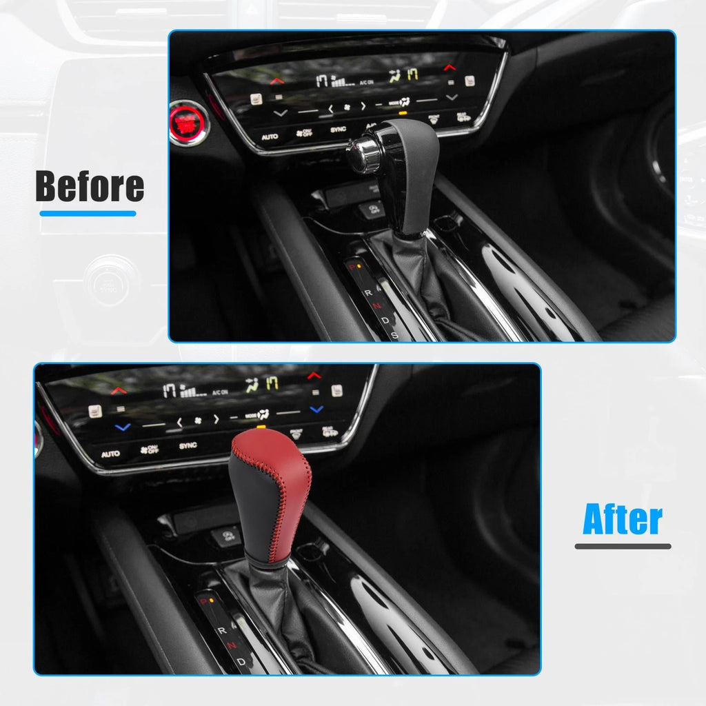 Gear Shift Knob Cover Replacement with Red Stitching for Mazda 3 (2014–2018)
