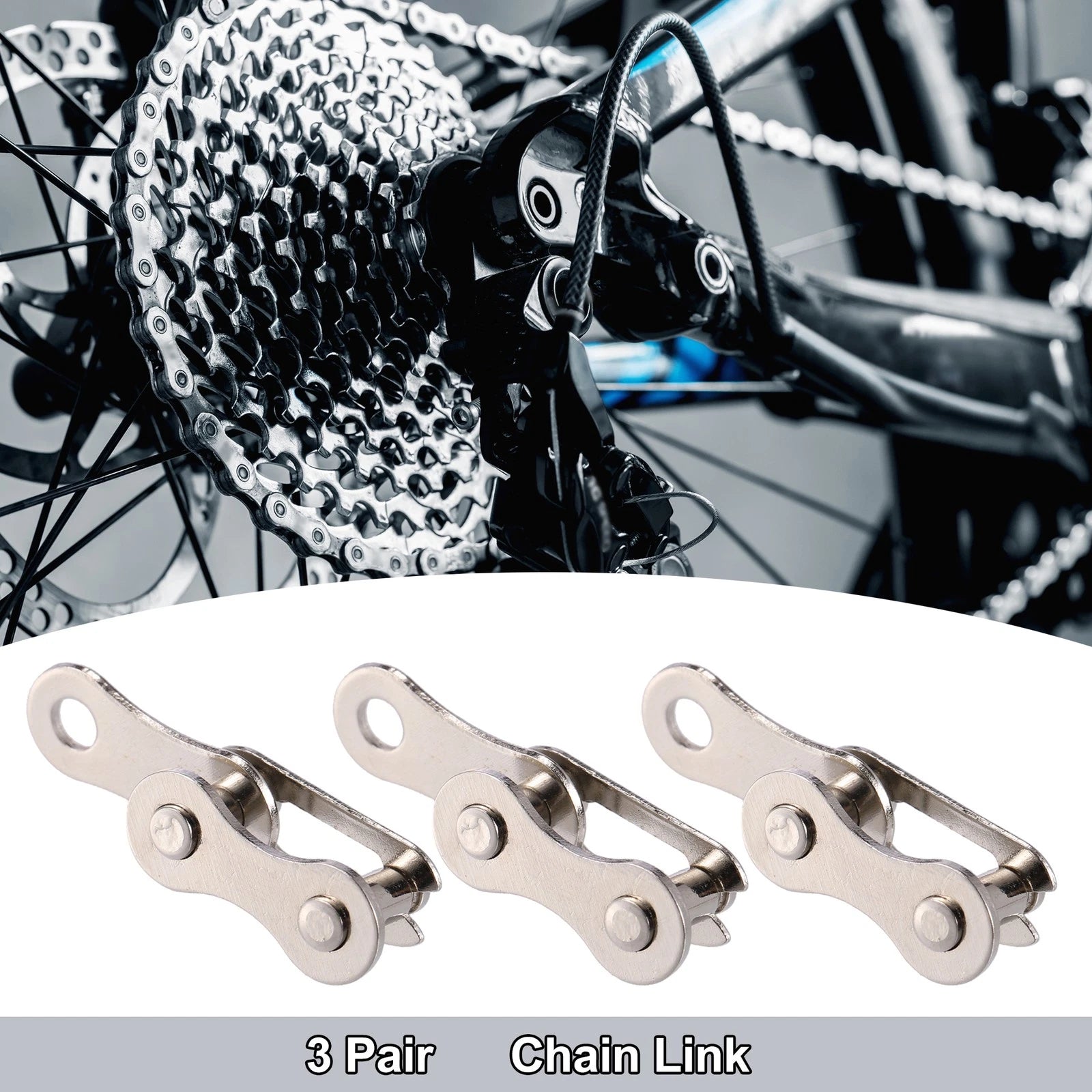 Chain Master Link Connectors Single Speed Silver Pair for Bike Bicycle (–)