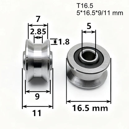 T16.5 Round Bottom Track Pulley Bearing for Sliding Rollers