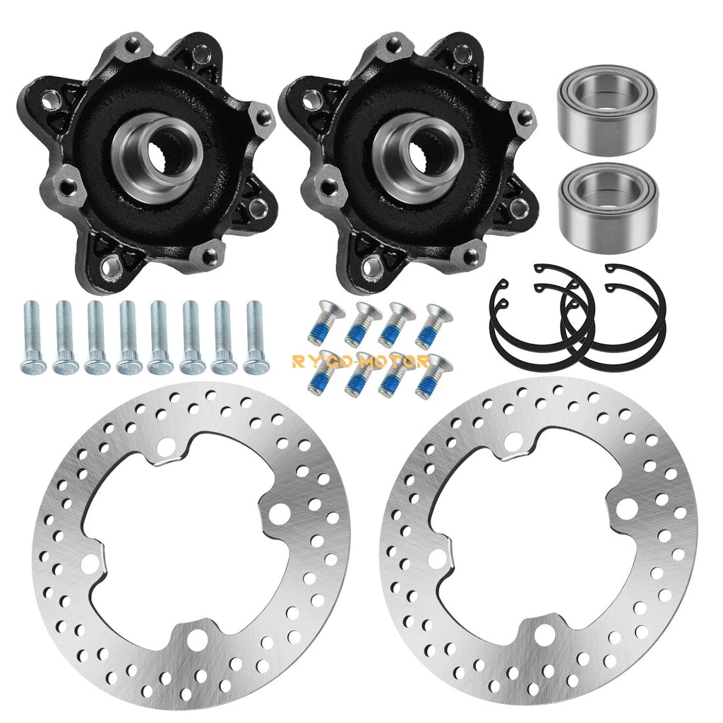 Set of 2 Front Wheel Hub Disc Rotors Bearings for Polaris Ranger 900 800 500 Diesel
