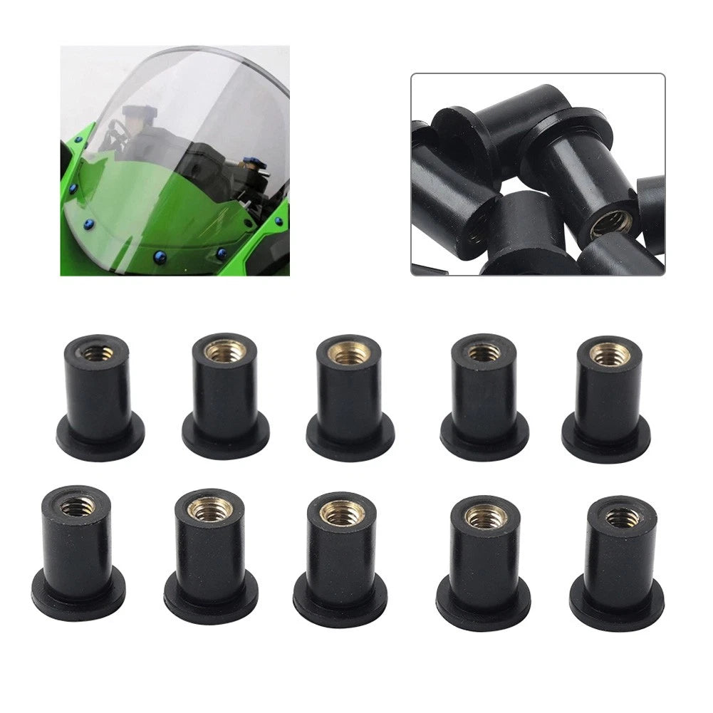10x Windshield Rubber Nut M4 for Motorcycle (Vibration Damper)