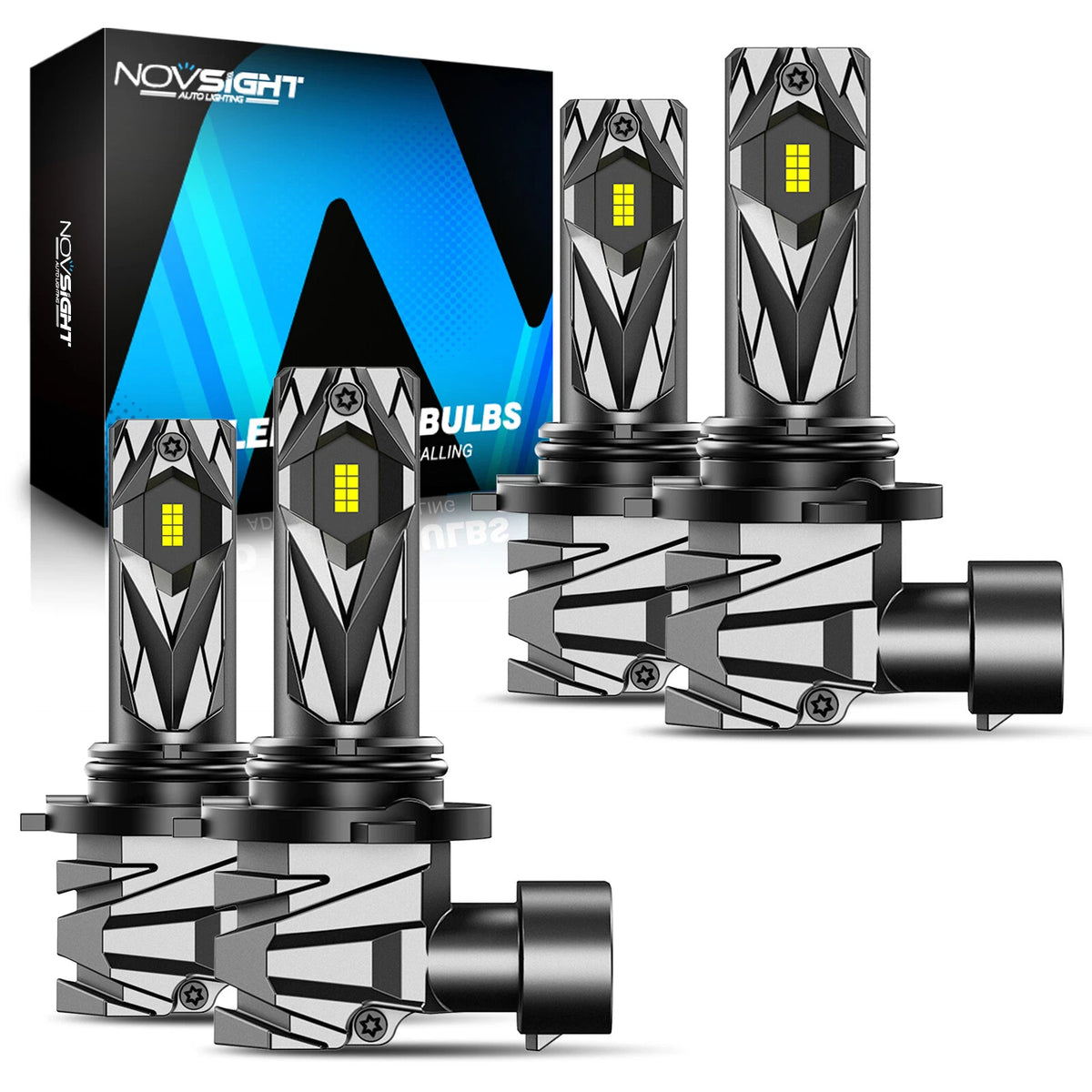2X NOVSIGHT 9005 9006 LED Headlight Bulbs Kit for High Low Beam (6500K)