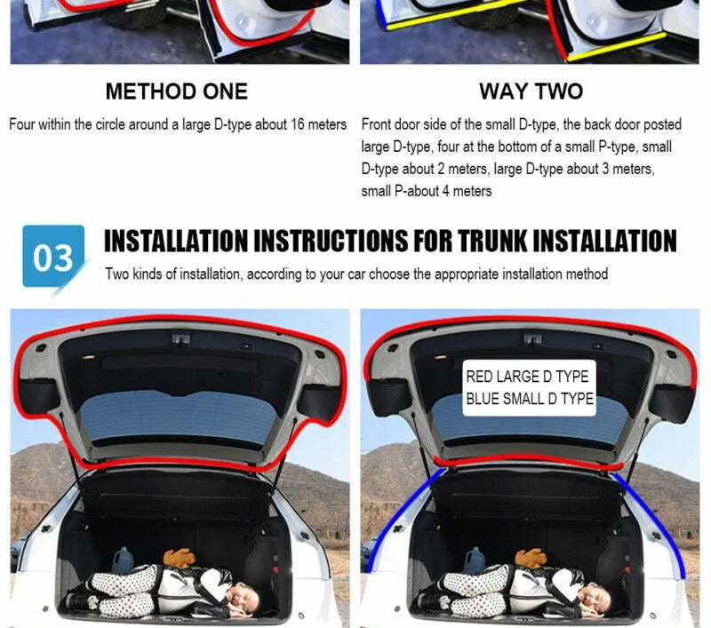 4M Auto Car Door Trunk Frame Rubber Seal Strip Waterproof Insulation Accessories