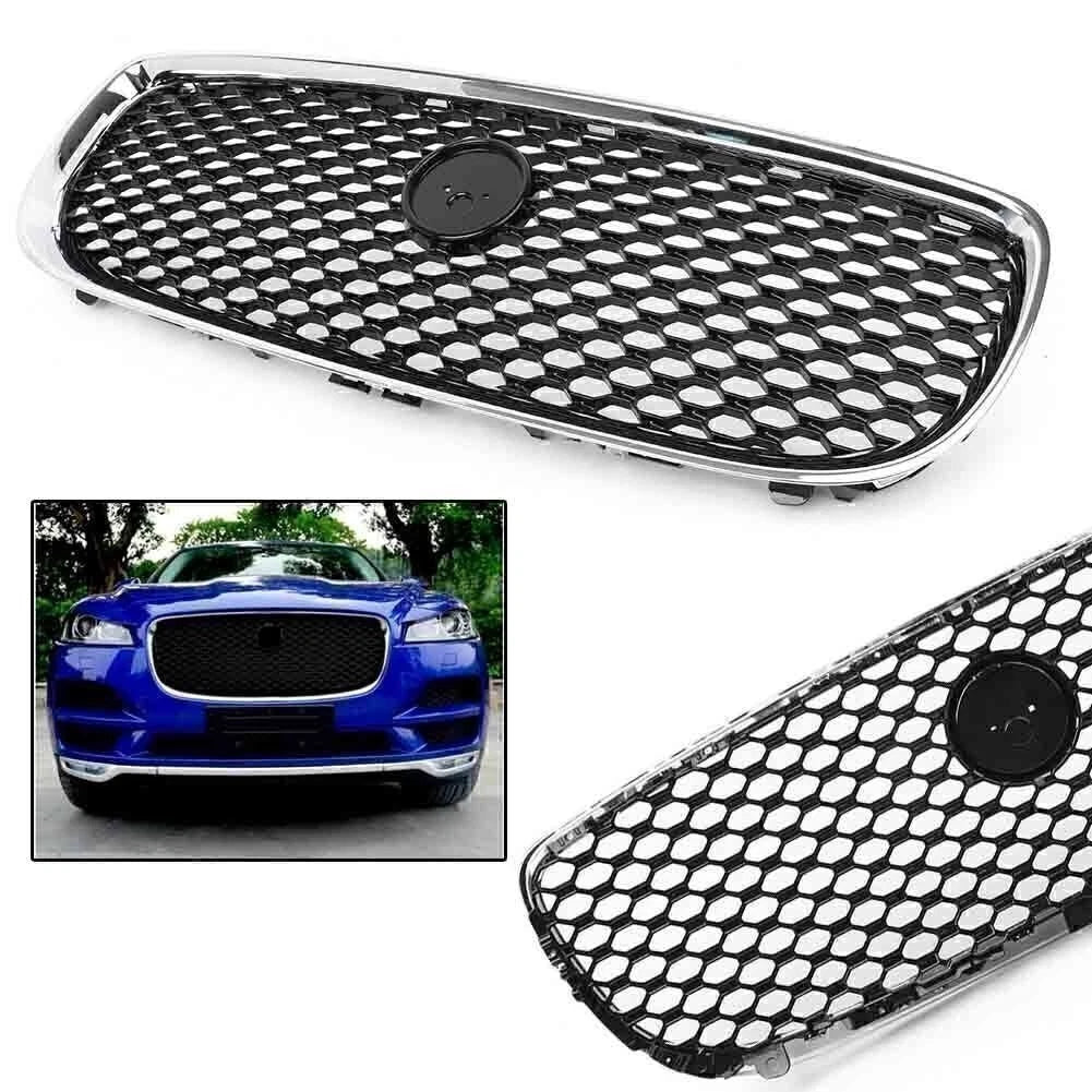 Black Mesh Chrome Upper Front Grill for Jaguar XE (2015–2018)