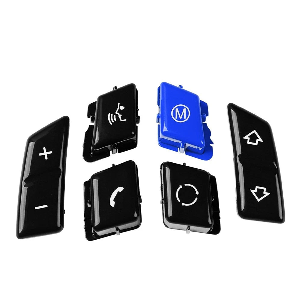 Blue+Black Steering Wheel Switch Button Cover For BMW M3 E90 E92 E93