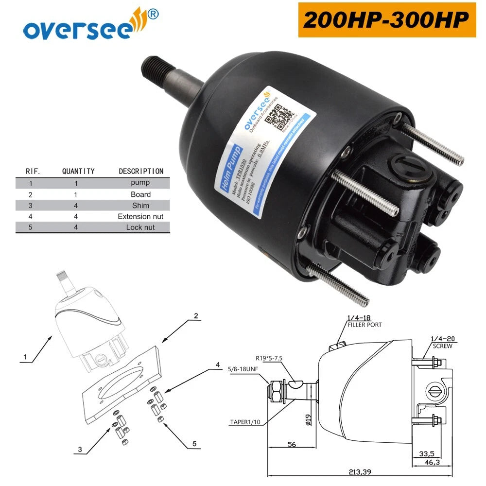 Hydraulic Helm Outboard Steering Pump for MAX P 300HP (25CC, 6.9Mpa)