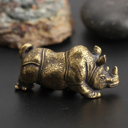 Toy Rhino Ornament for Vivid Display (Antique Handmade Mini Sculpture)