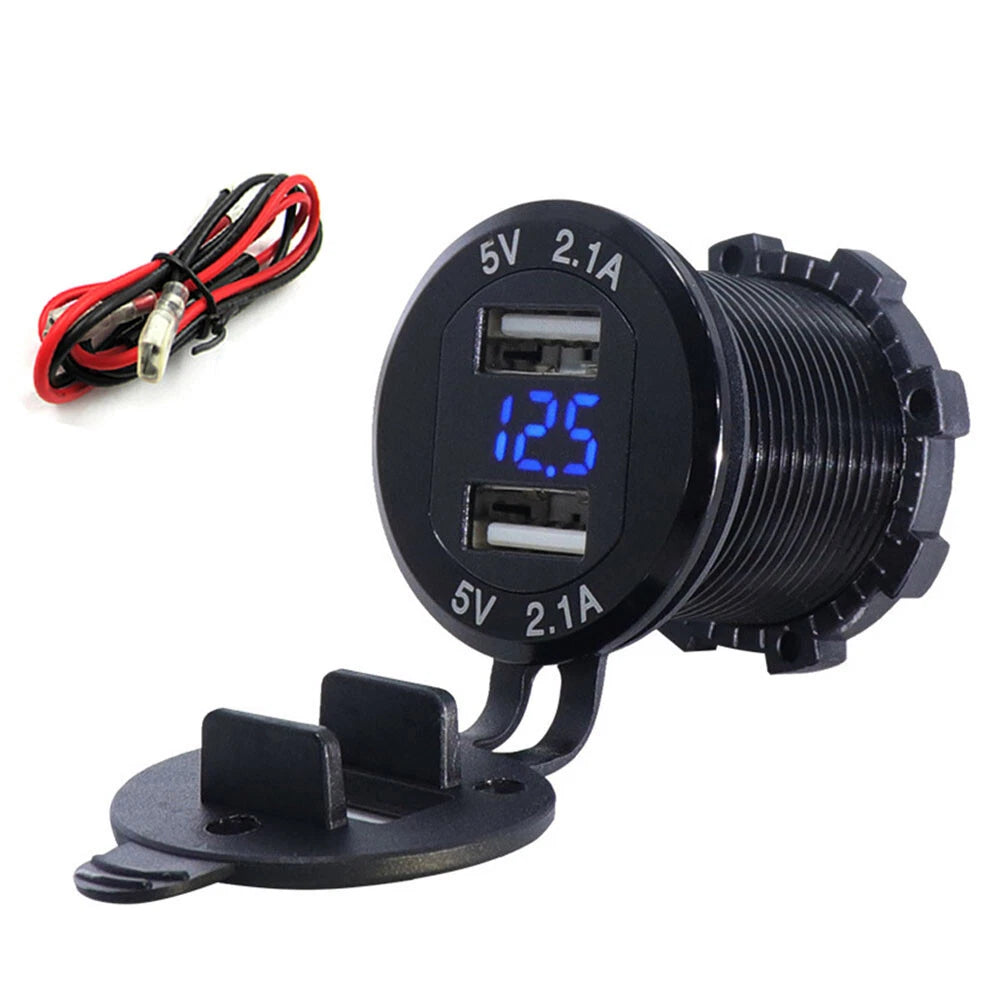 Dual USB Charger Power Outlet with LED Display for