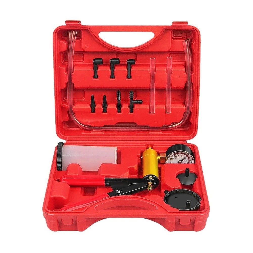 Manual Brake Bleeder Kit with Vacuum Pump and Dual Scale Gauge for Auto Use