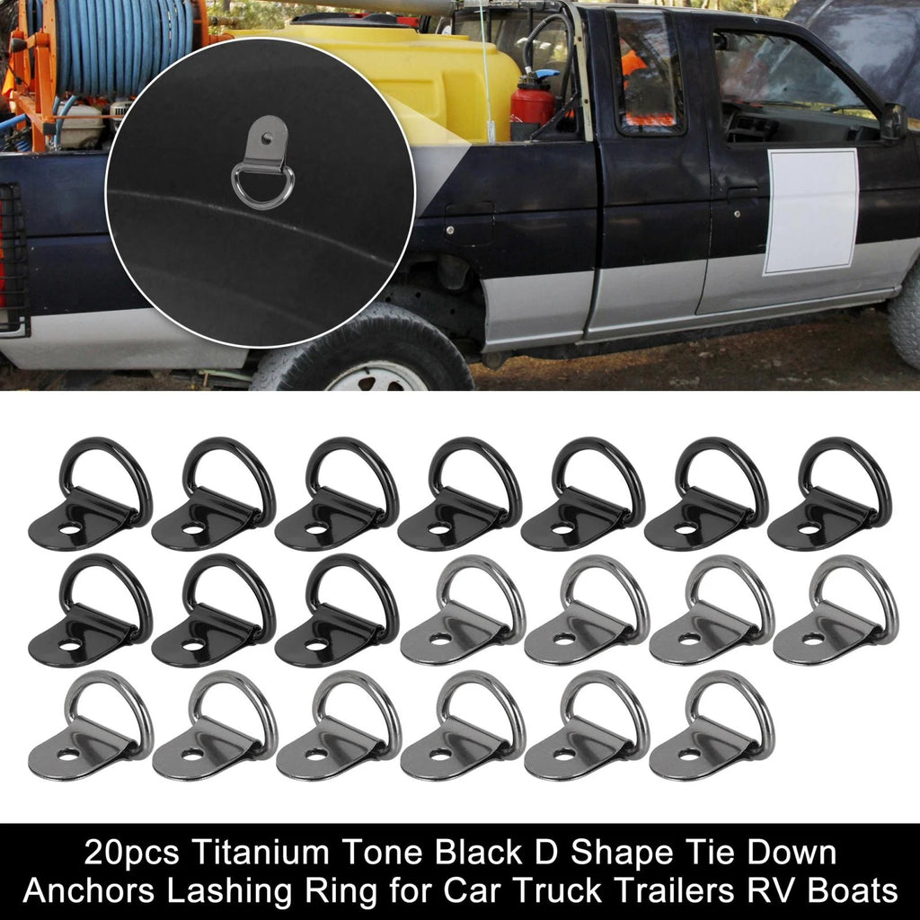 Tie Down Anchors 20pcs D Shape Black for Car Trailer Lashing Rings