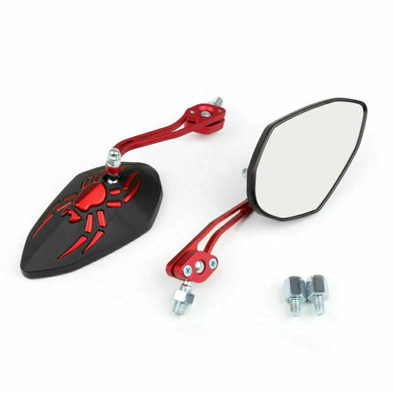 Universal 8mm 10mm Motorcycle Rear View Side Mirrors Red