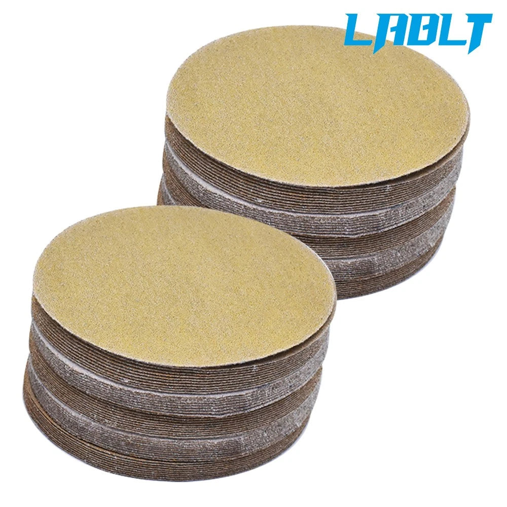 100 Pack 5" 120 Grit Hook Loop Sanding Discs NO-Hole Sand Paper