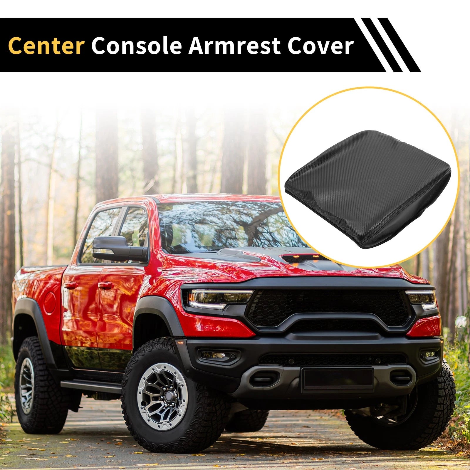 Armrest Cover Replacement for Dodge Ram Microfiber Leather Black (2009–2019)