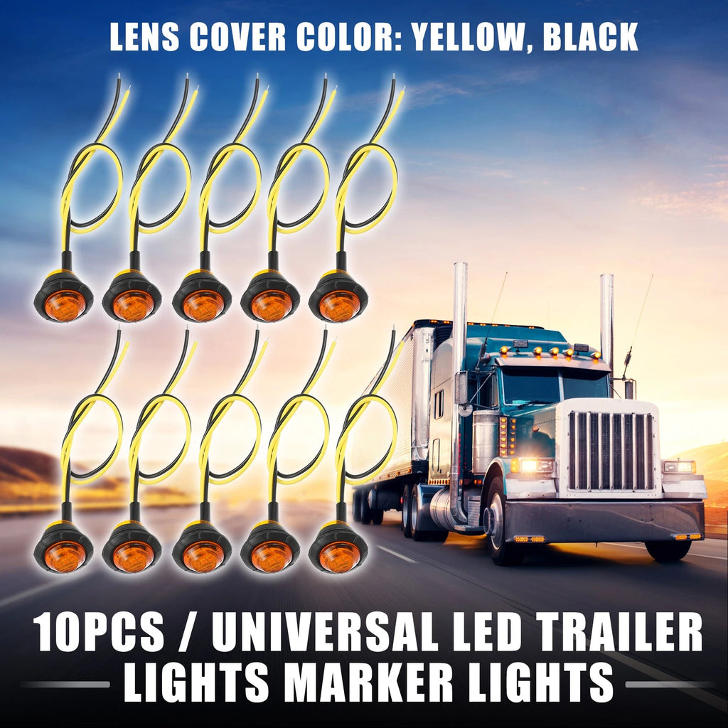 LED Trailer Marker Lights 24V Waterproof Yellow Set for Universal Trailers (10)