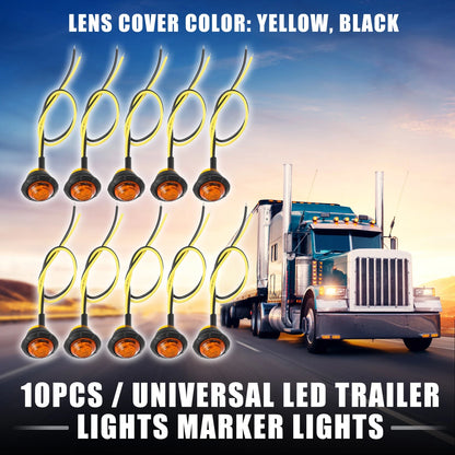 LED Trailer Marker Lights 24V Waterproof Yellow Set for Universal Trailers (10)