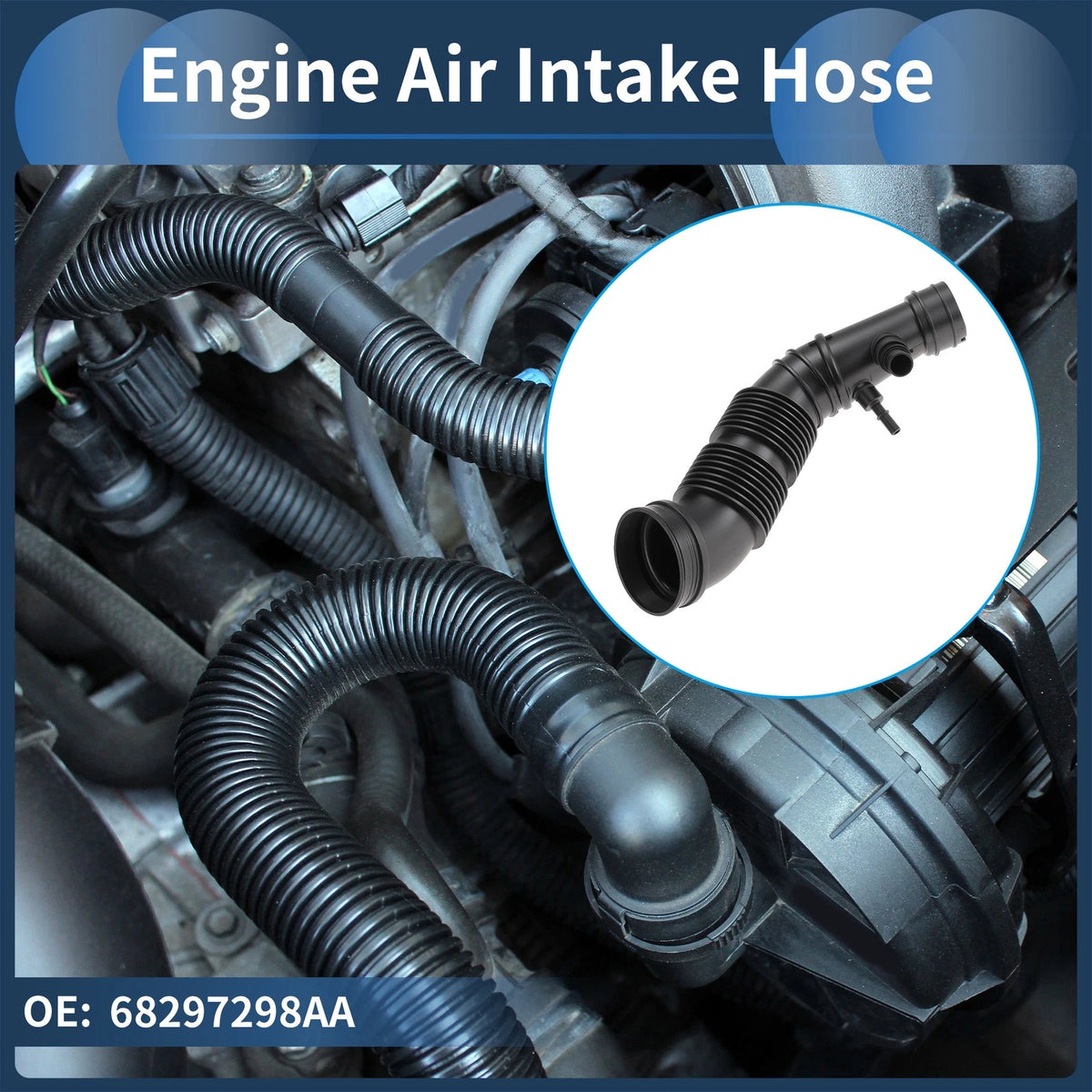Engine Air Intake Hose for Fiat 500X (2015–2018) No. 68297298AA Rubber