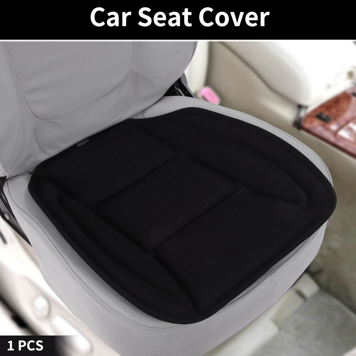 Car Bottom Seat Pad Cover for Universal Fit (1 Pcs) - Black Polyester