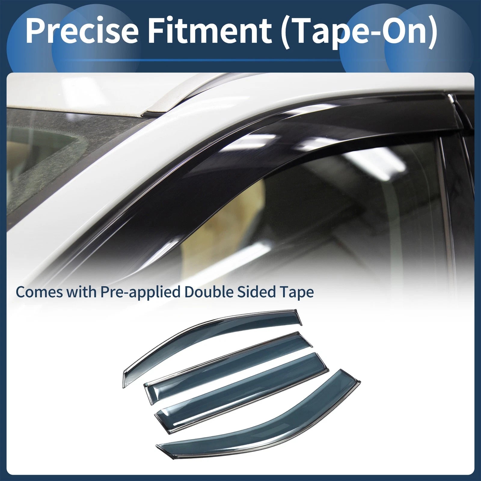 Window Deflectors Side Vent Visors 1 Set for Toyota Highlander (2008–2013)