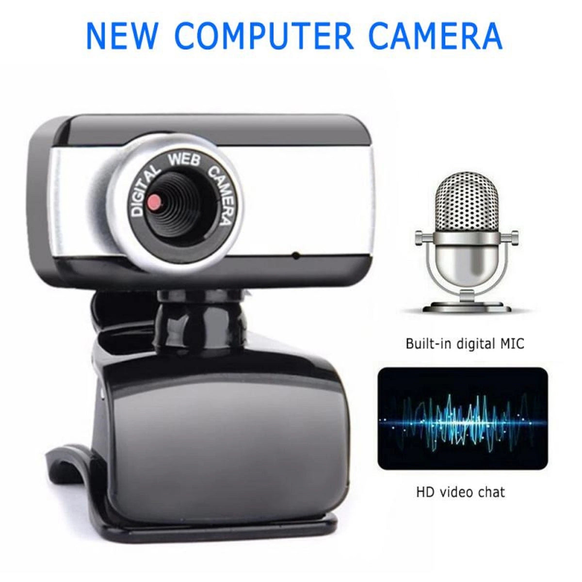 Webcam 480P USB 2.0 with Built-in Microphone for Universal Use