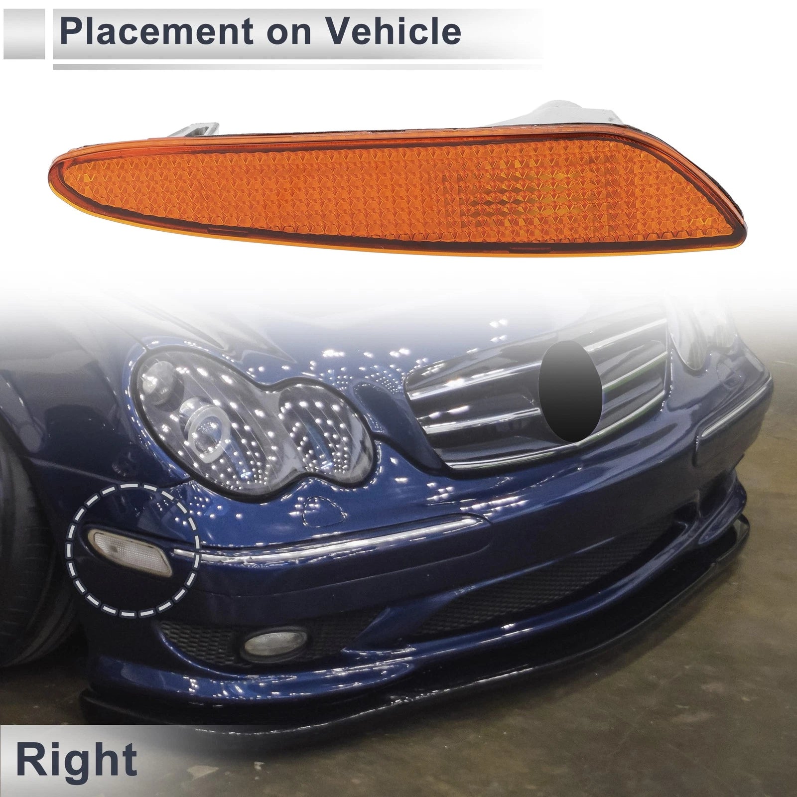 Right Front Bumper Side Marker Light Cover Replacement for Mercedes-Benz W211 (2003–2009)