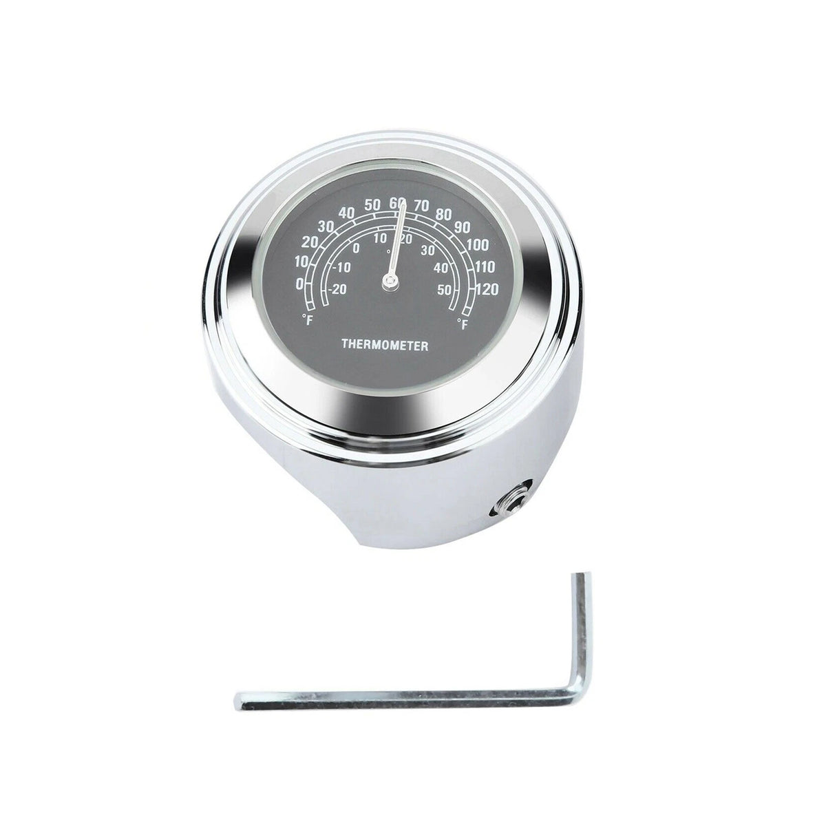 Chrome Waterproof Handlebar Mount Thermometer for Universal Motorcycle