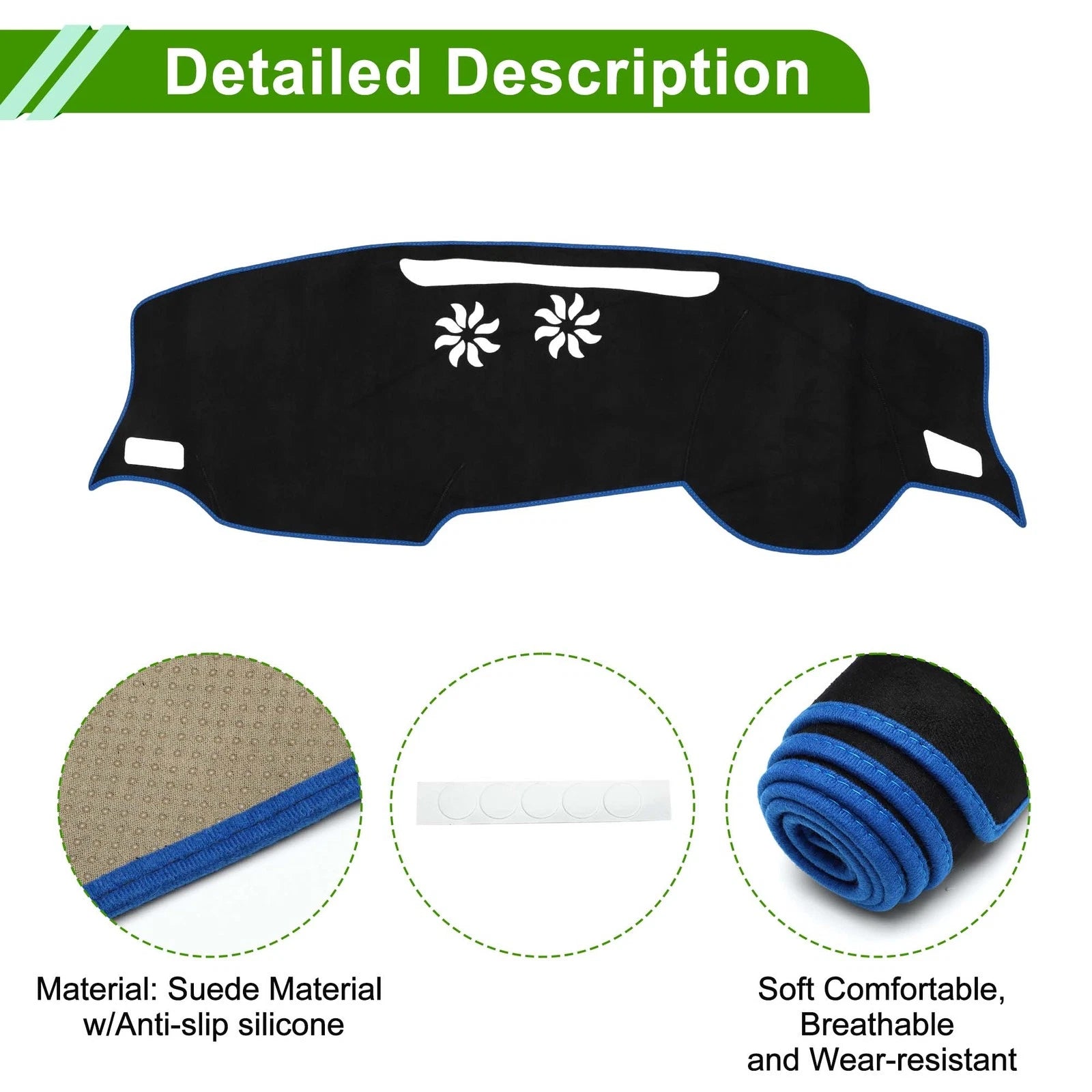 Dashboard Dash Cover Mat Sun Protector for Audi Q3 (2019–2022) Black