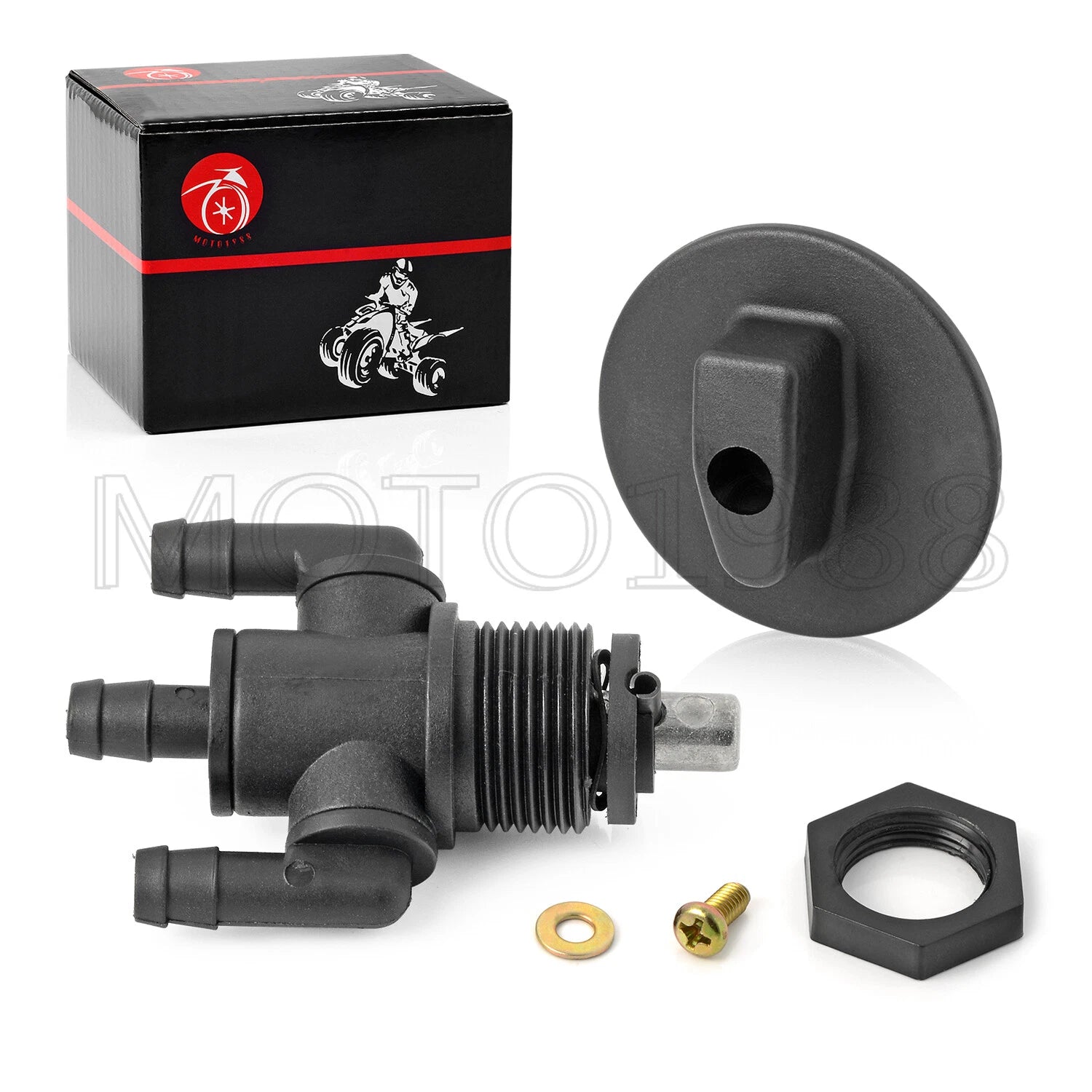 3-Way Fuel Tank Valve Petcock & Knob Nut for Polaris Scrambler 400 (1998–2002)