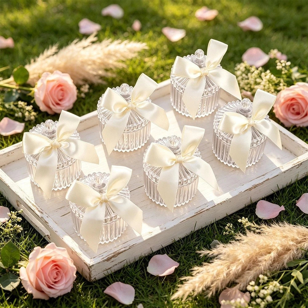 Vertical Ribbed Transparent Plastic Box for Wedding Candy Storage