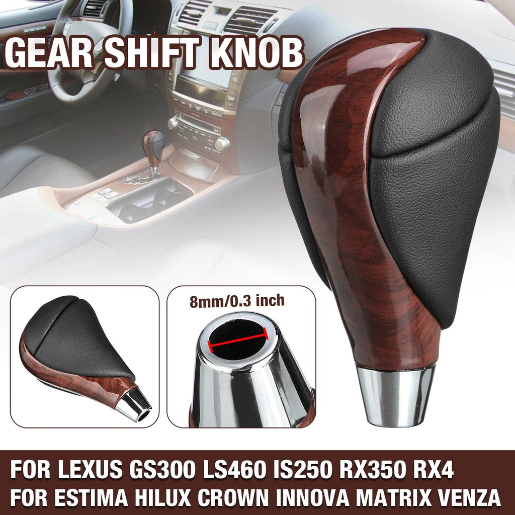 Leather Walnut Wood Gear Shift Knob for Toyota Lexus