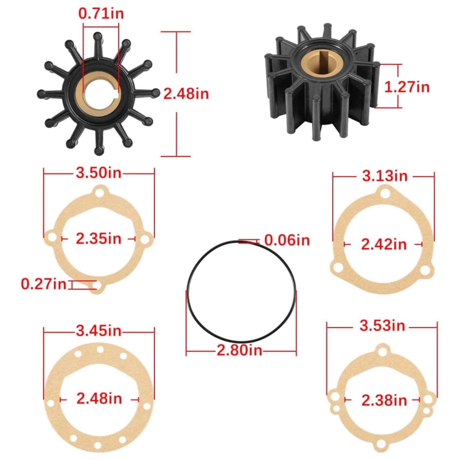 Water Pump Impeller Kit for Pleasurecraft 302 351 Ford (R061015)