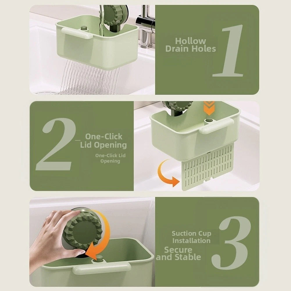 Rotating Suction Drain Basket for Kitchen Sink (One Touch Bottom Opening)