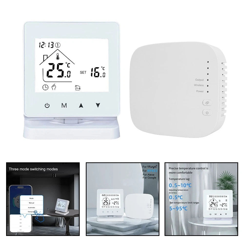 Easily Adjustable RF433 Thermostat for Personalized Heating Comfort