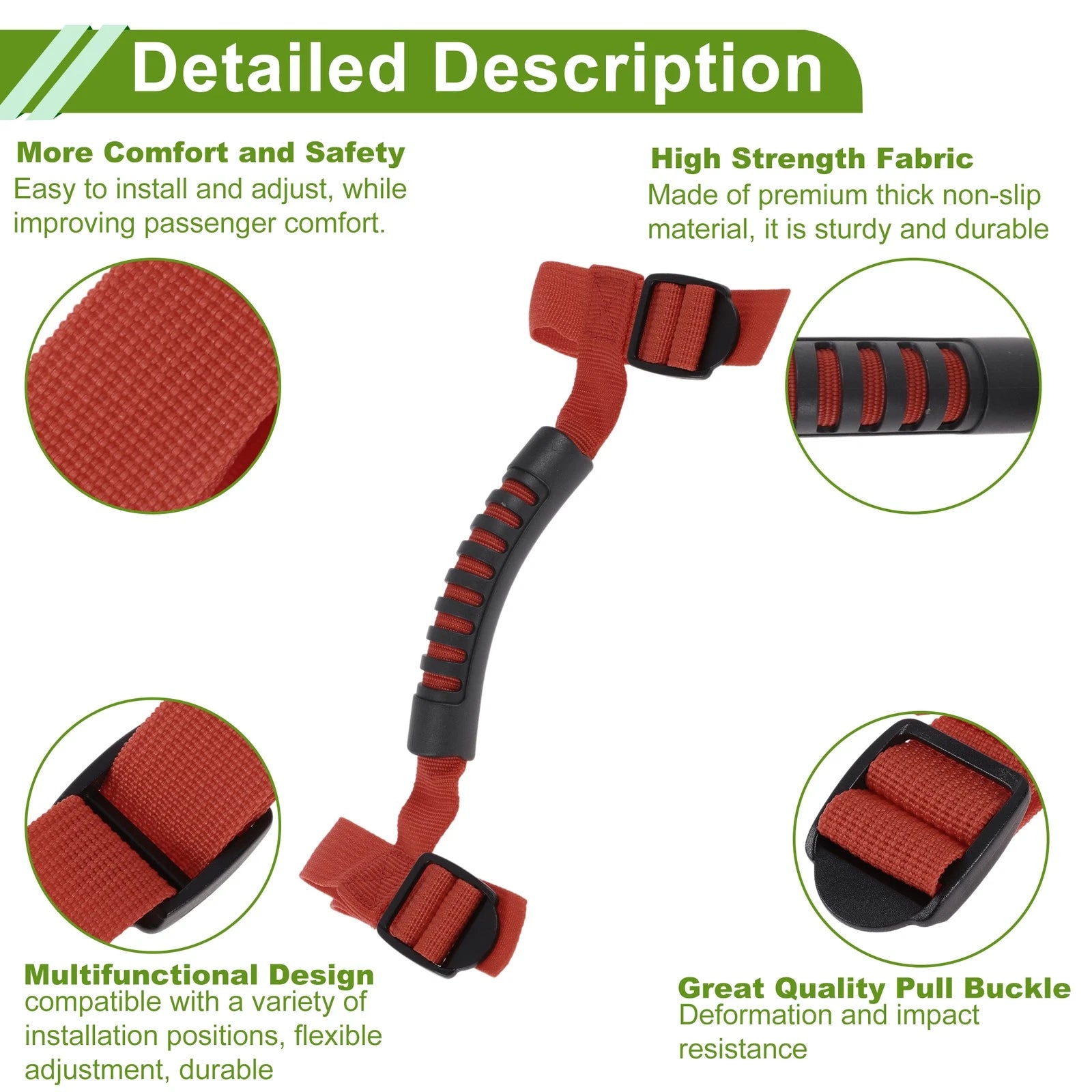Roll Bar Grab Handles for Jeep Wrangler (1987–2021) Red