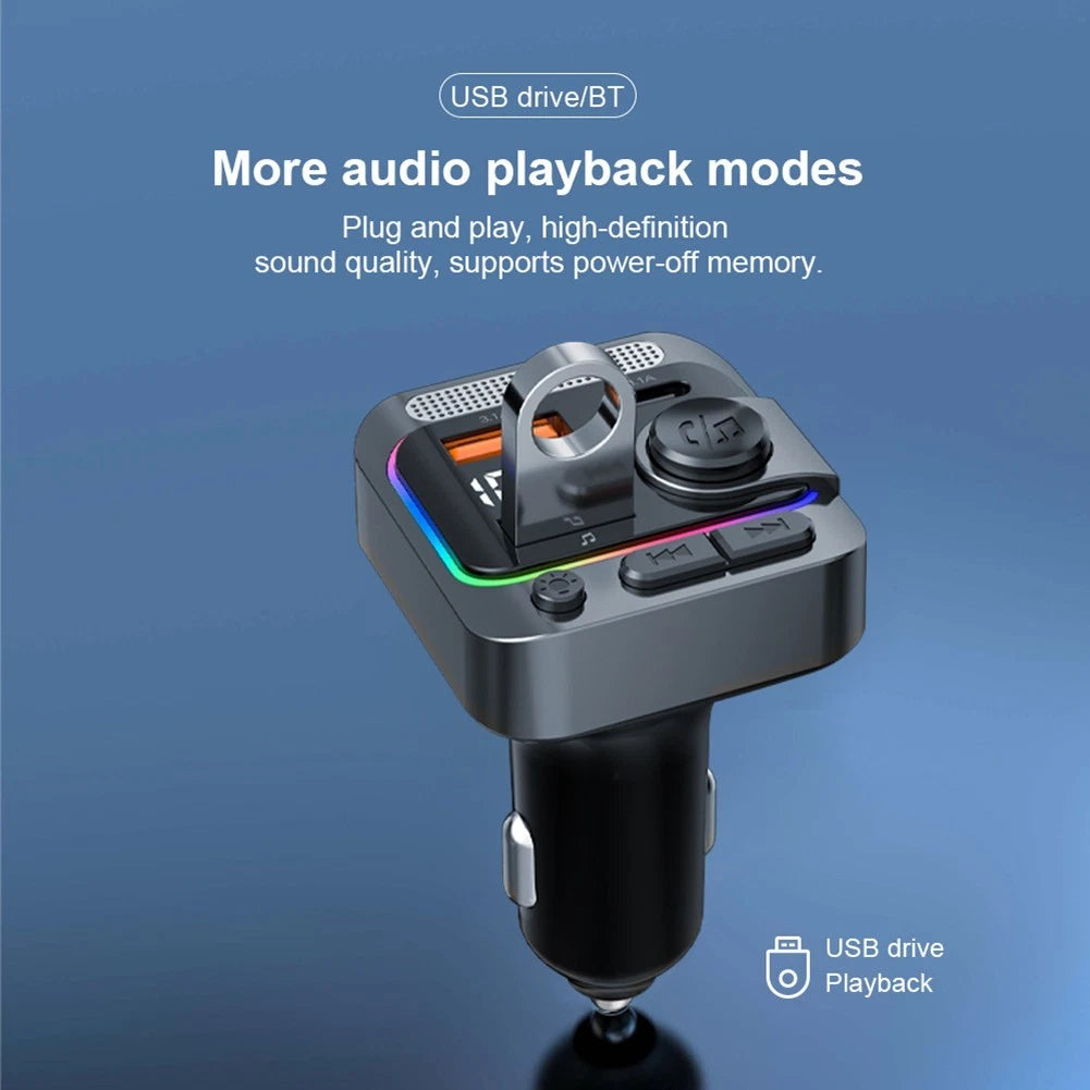 Bluetooth Karaoke Microphone FM Transmitter Charger for Universal Vehicles (12V-24V)