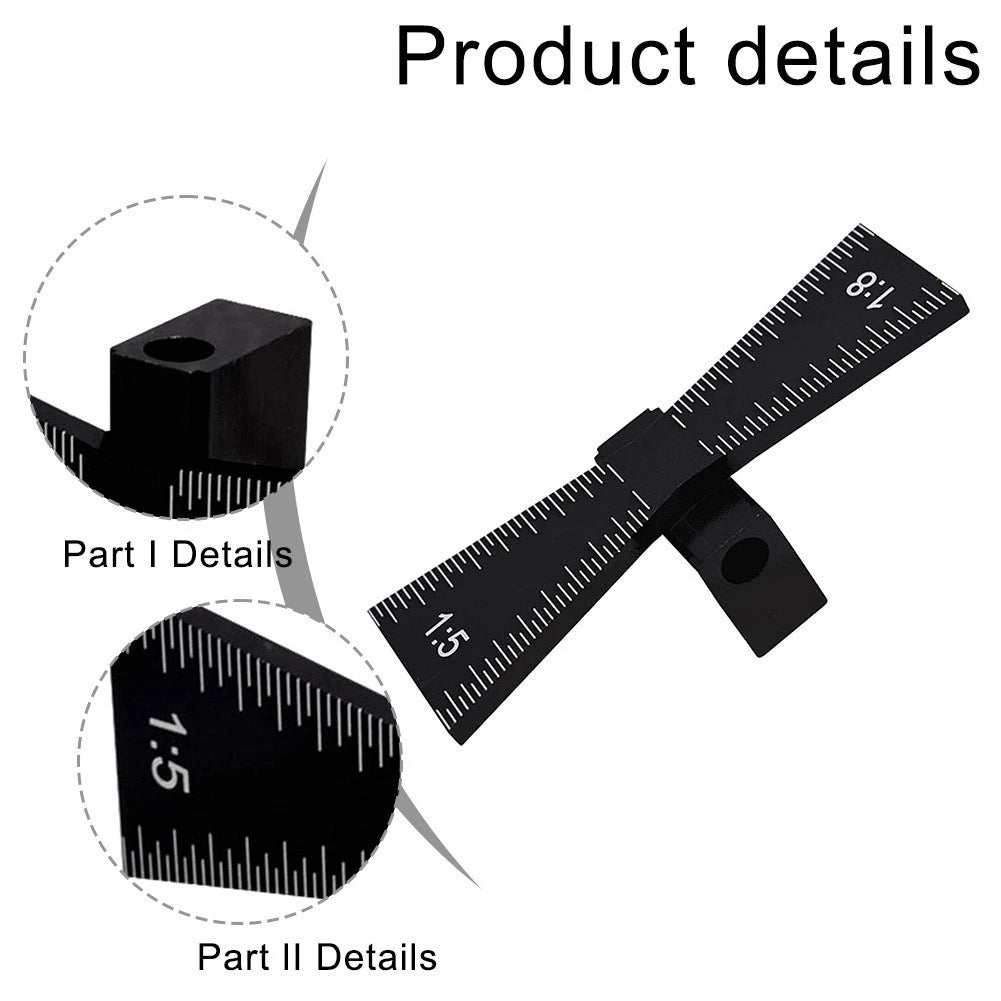 Compact dovetail measurement tool for woodworking applications