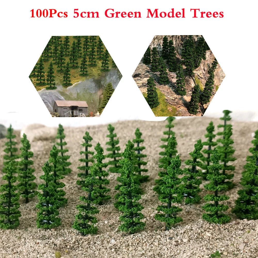 100Pcs Model Trees for HO Scale Train Railroad Diorama (50mm)