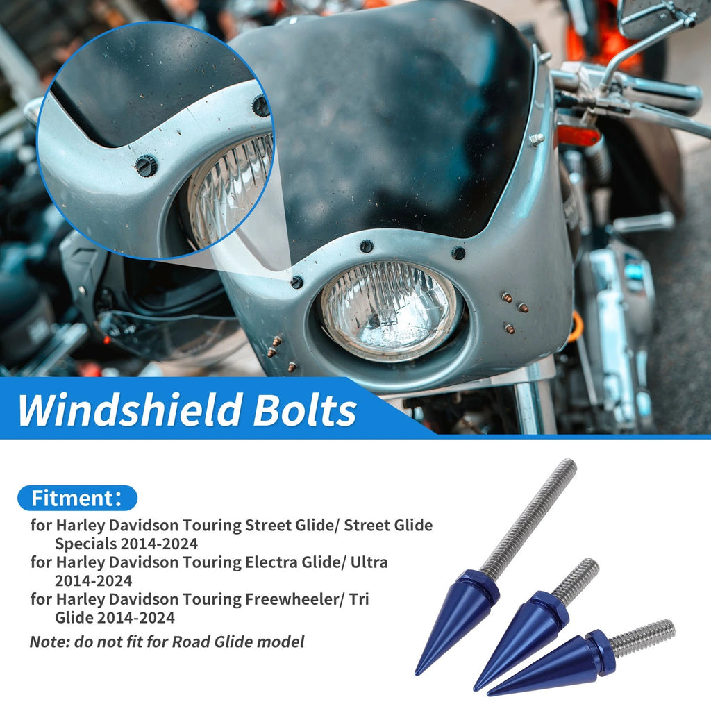 Windshield Bolts for Harley Davidson Touring Electra Glide/Ultra (2014–2024) Blue