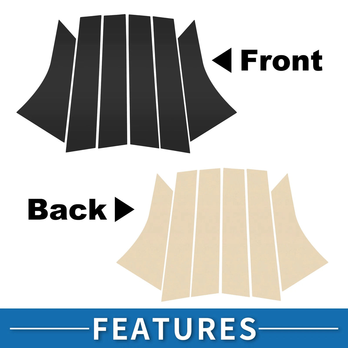 Set of 6 Door Pillar Window Trim for Ford Focus (2012–2019) Black