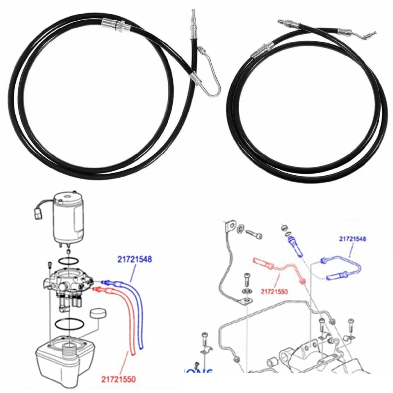 Hydraulic Hose Power Trim Kit for Volvo Penta DPH DPR (21721550, 21721548)