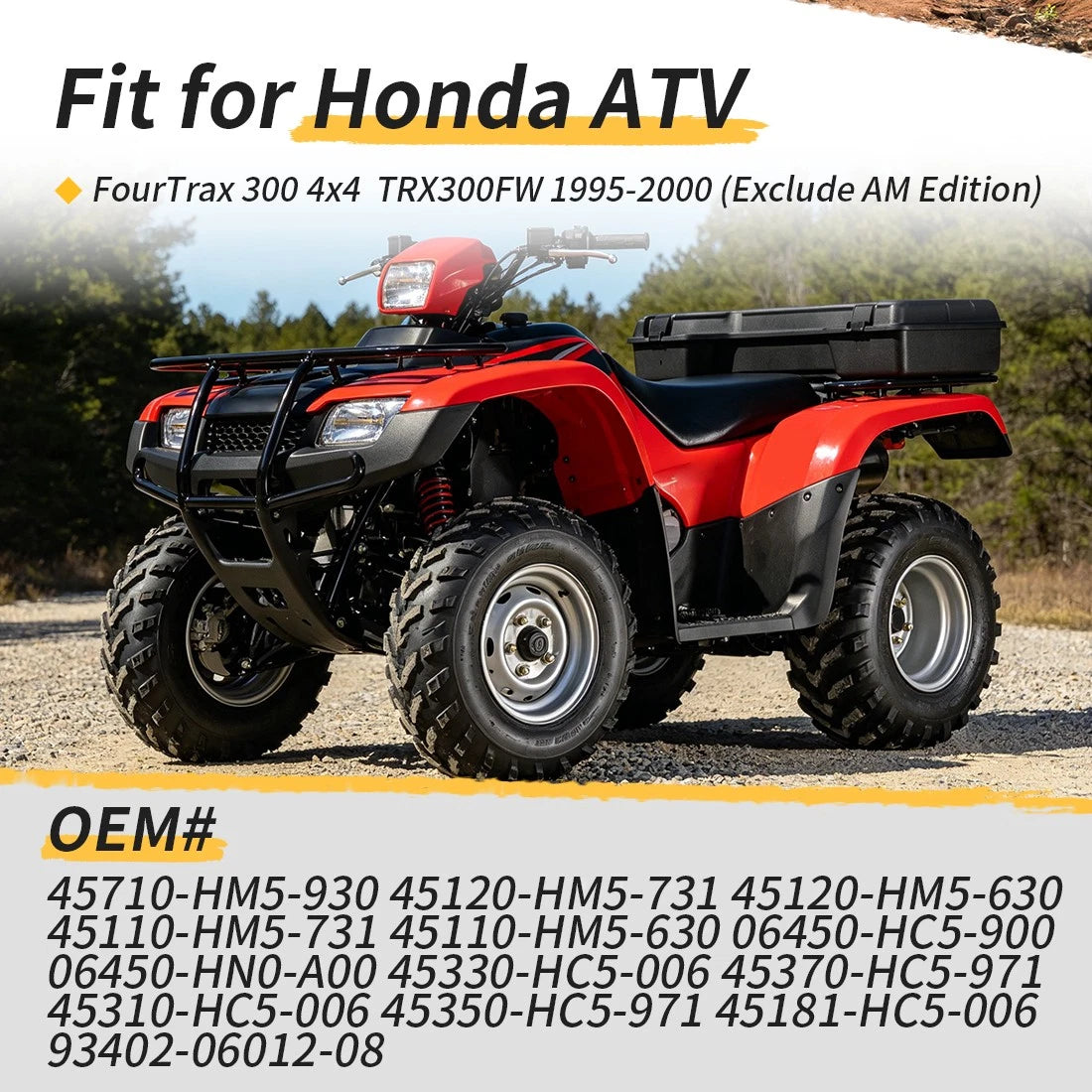 Front Brake Drum Hub Plate Shoes Kit for Honda FourTrax 300 TRX300FW (1995–2000)