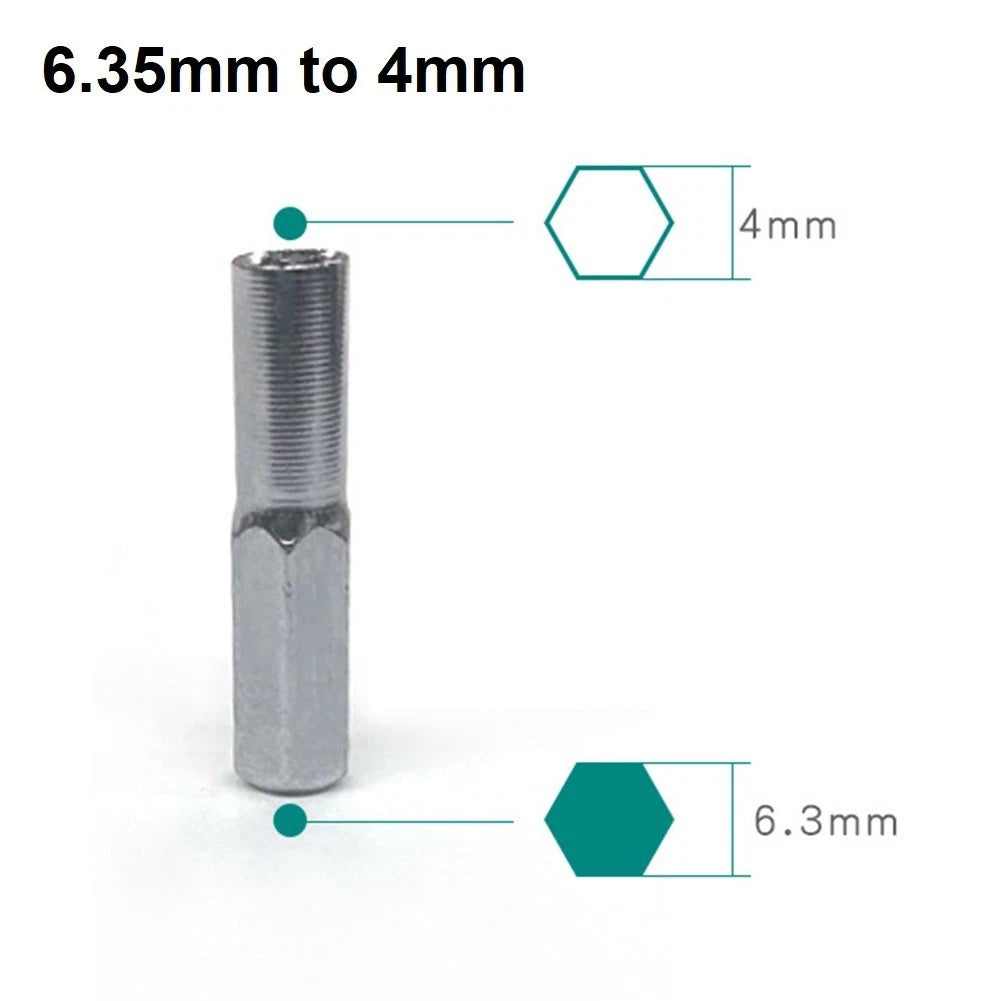 Hex Transducer Adapter Socket for 4mm to 6.35mm Drill Bits