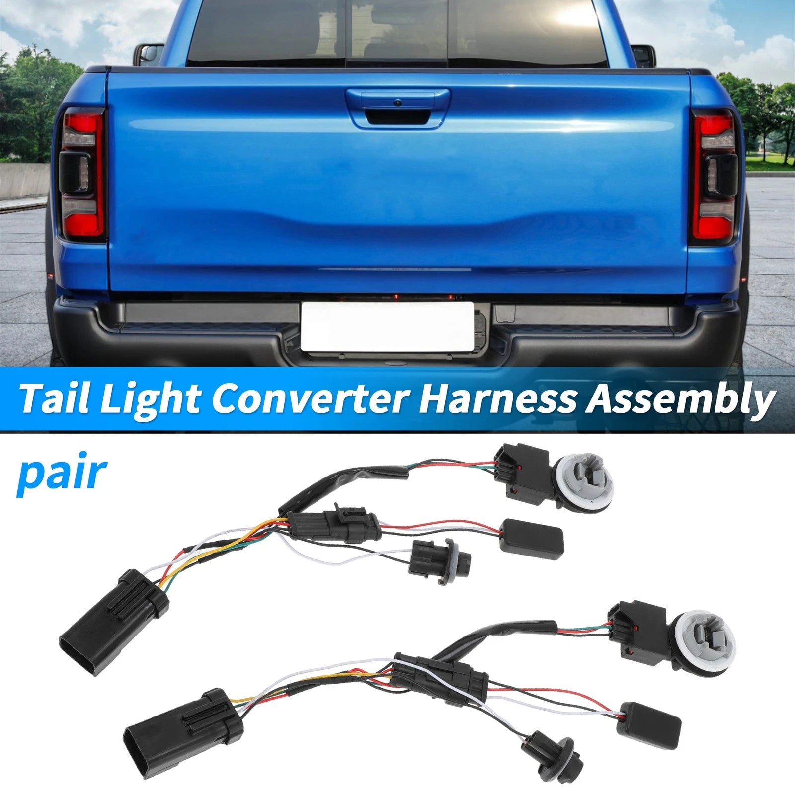 2X Tail Light Converter Harness Wiring Assembly for Ram 2500 3500 (2013–2018)