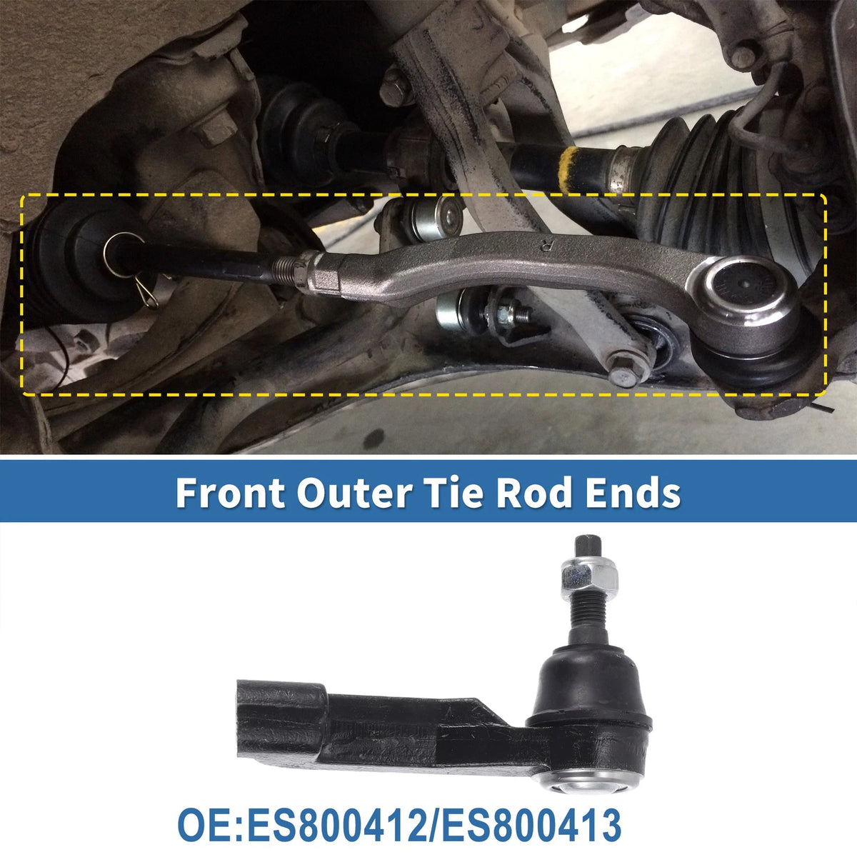 2pcs Front Outer Tie Rod End Links for Jeep Liberty (2008–2012) No. ES800412/ES800413