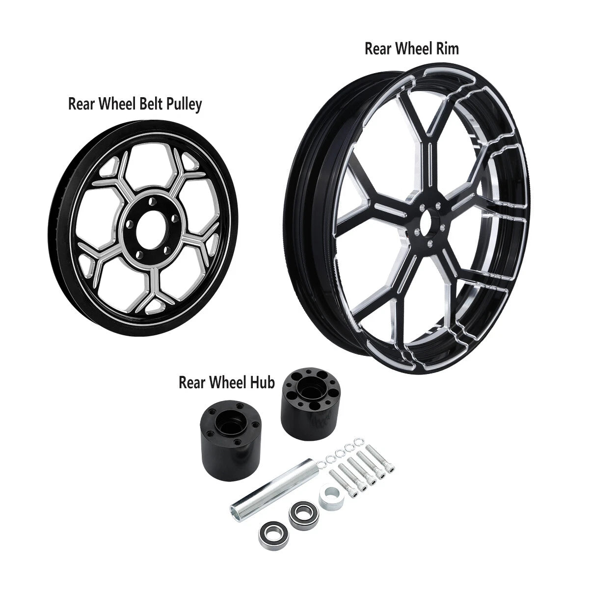 Set of 2 Wheel Rims & Hubs for Harley Touring (2009–2023)