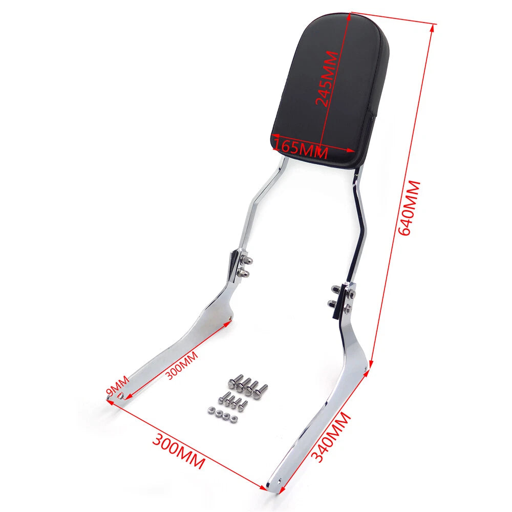Chrome Flame Backrest Sissy Bar Pad for Suzuki Boulevard C90/VL1500 (2001–2023)