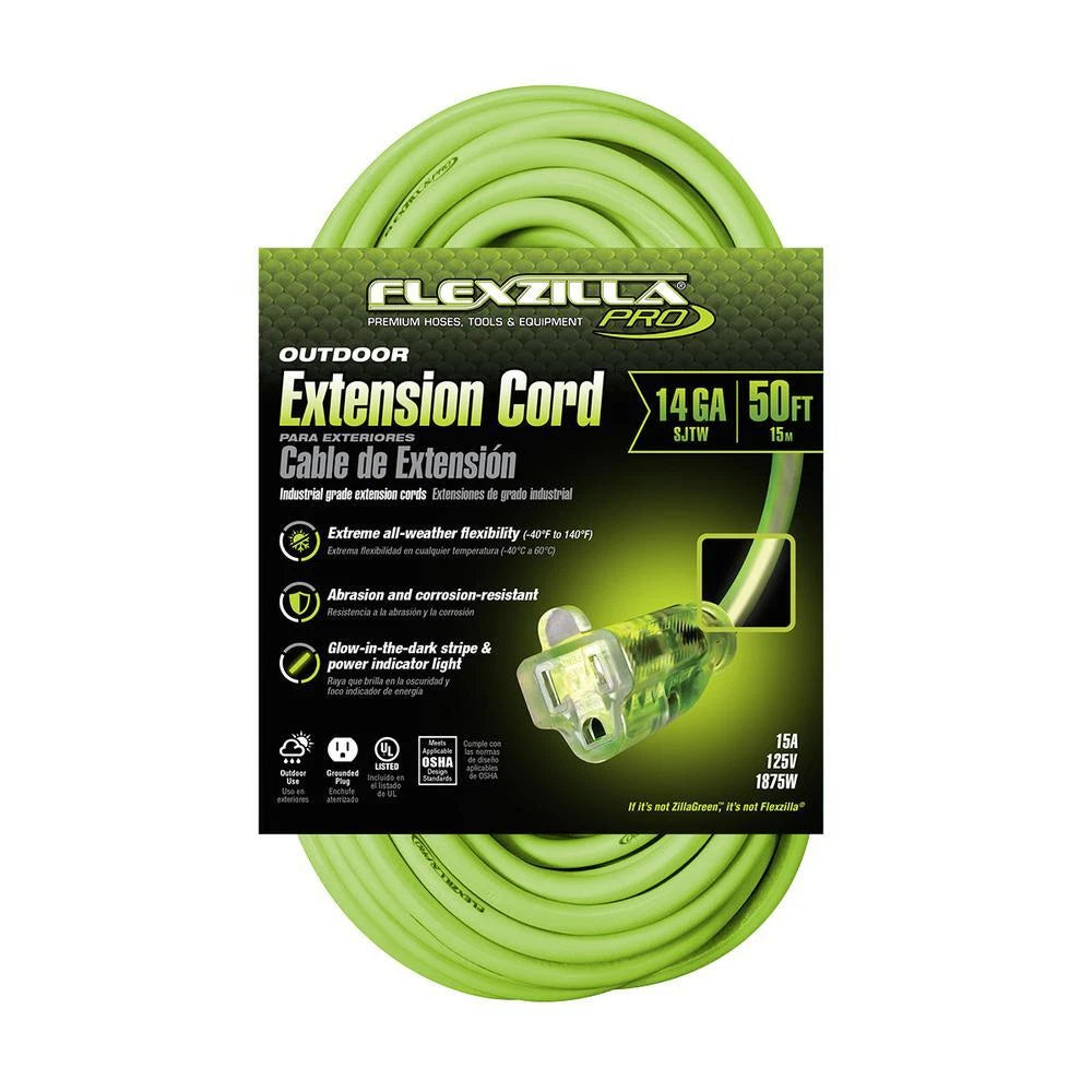 Flexzilla 50ft Extension Cord 14/3 AWG SJTW for Outdoor Use