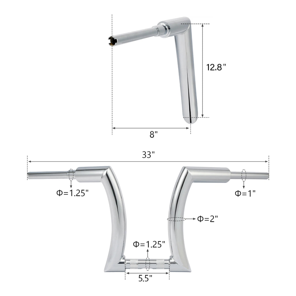 Chrome 14" Rise 2" Ape Hanger Handlebar for Harley Softail (1990–2023)