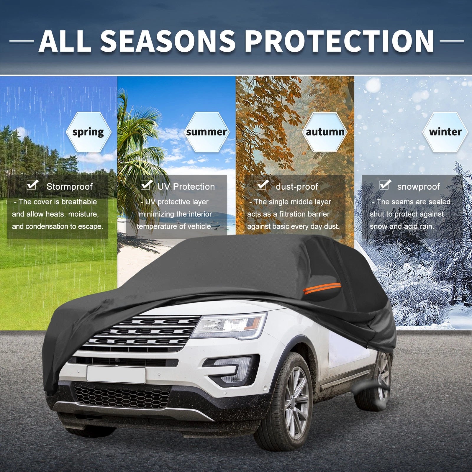 Waterproof Car Cover with Driver Door Zipper for Ford Explorer (2011–2024)