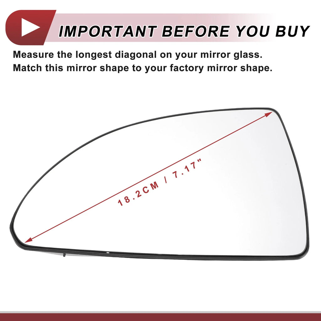 Non Heated Left Driver Side Mirror Glass Replacement for Chevrolet Impala (2006–2013)