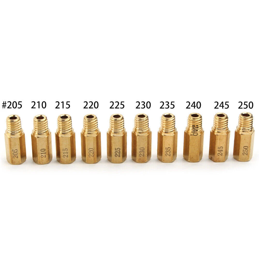 10 Pcs Carburetor Main Jets Slow Jet Kit for PWK OKO CVK (205-250)